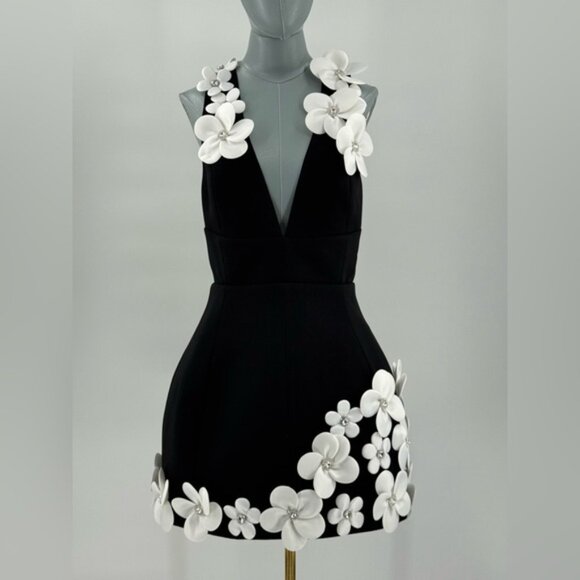 🆕 BRONX & BANCO 🧿 NWOT Estelle Floral Mini Dress, Black/White - Sz M US 6 - Picture 12 of 16